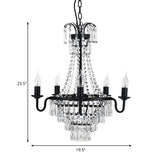 Black Pyramid Chandelier Pendant Light Mid-Century Crystal 10 Heads Hanging Ceiling Light for Living Room Clearhalo 'Ceiling Lights' 'Chandeliers' 'Modern Chandeliers' 'Modern' Lighting' 222790