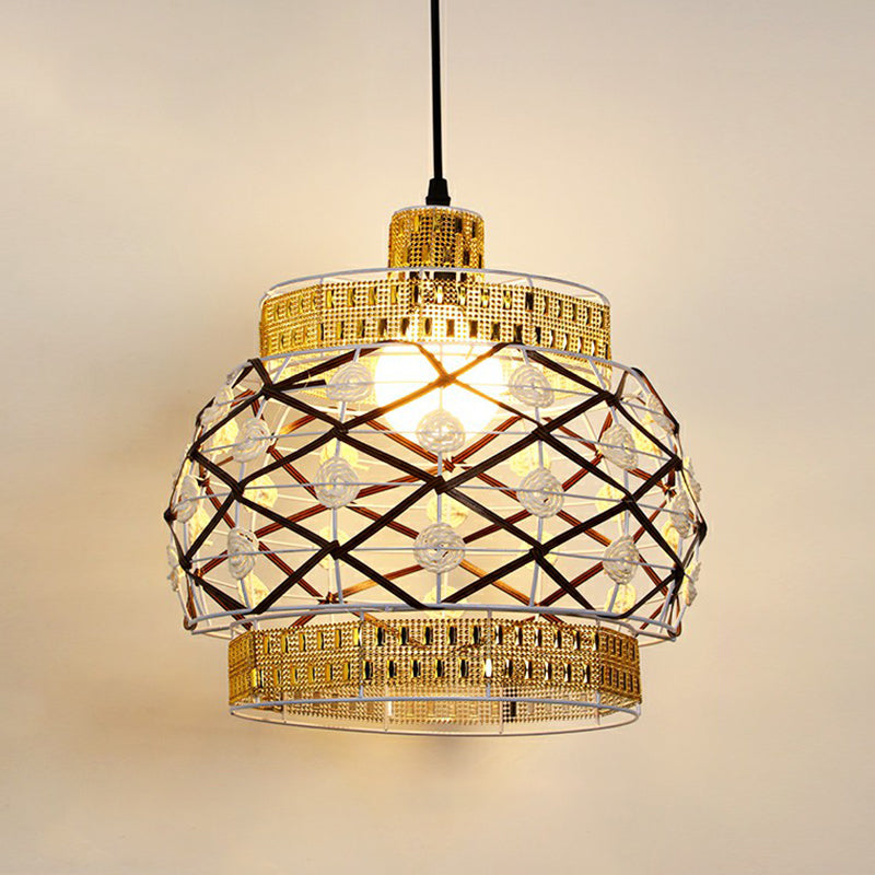 Hemp Rope Shaded Pendant Light Antique 1-Light Restaurant Hanging Light Fixture in Brown Brown B Clearhalo 'Ceiling Lights' 'Industrial Pendants' 'Industrial' 'Middle Century Pendants' 'Pendant Lights' 'Pendants' 'Tiffany' Lighting' 2227926