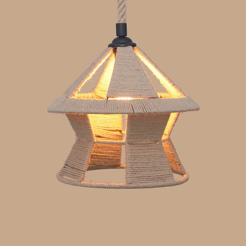 1��Bulb Hanging Light Rustic Style Wrapped Hemp Rope Pendant Light Fixture in Brown Brown C Clearhalo 'Ceiling Lights' 'Industrial Pendants' 'Industrial' 'Middle Century Pendants' 'Pendant Lights' 'Pendants' 'Tiffany' Lighting' 2227934