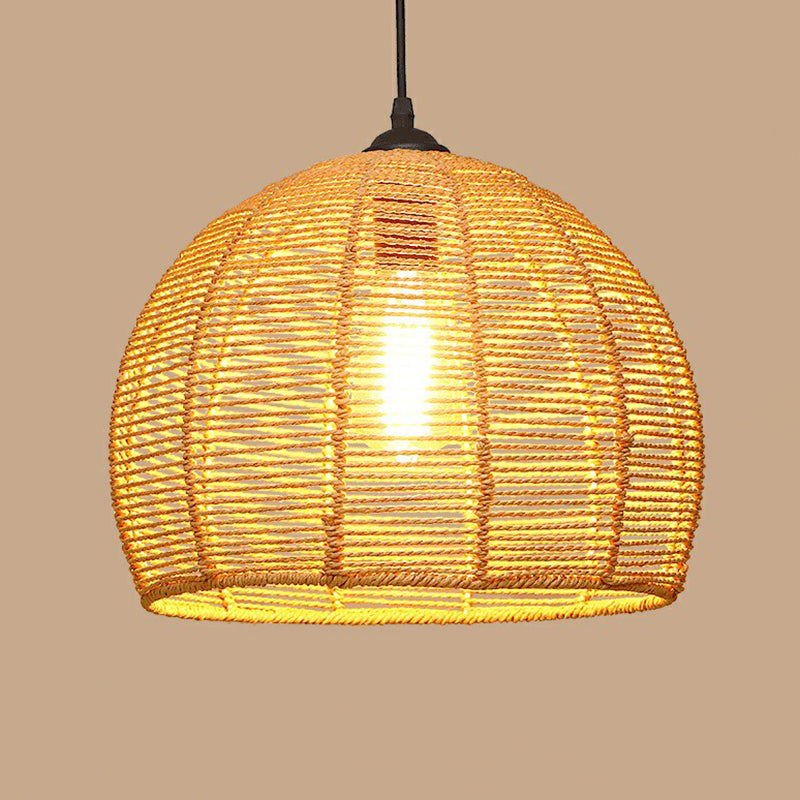 1��Bulb Hanging Light Rustic Style Wrapped Hemp Rope Pendant Light Fixture in Brown Brown B Clearhalo 'Ceiling Lights' 'Industrial Pendants' 'Industrial' 'Middle Century Pendants' 'Pendant Lights' 'Pendants' 'Tiffany' Lighting' 2227936