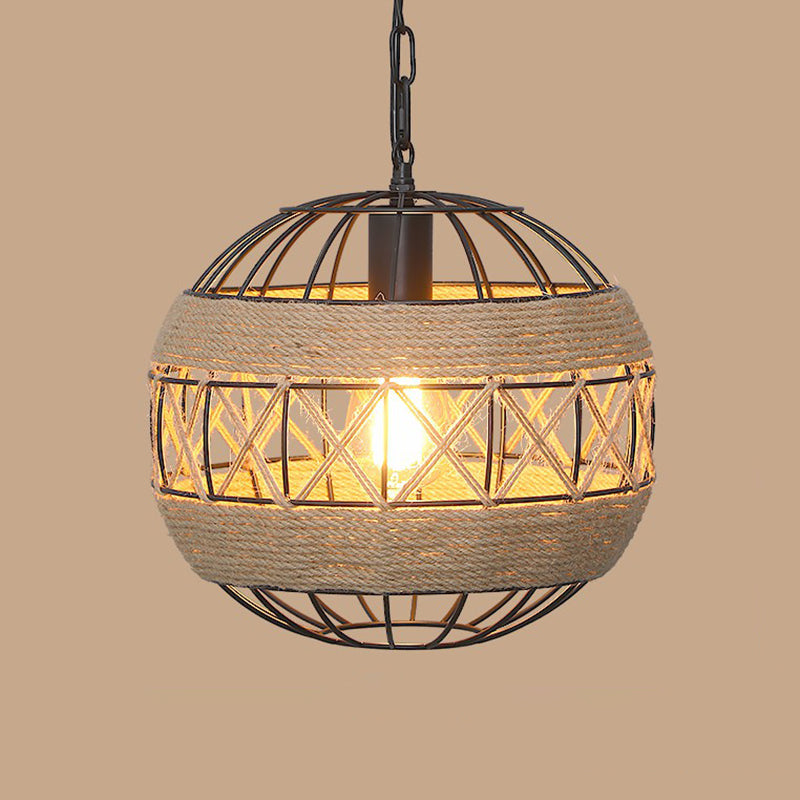 1��Bulb Hanging Light Rustic Style Wrapped Hemp Rope Pendant Light Fixture in Brown Brown F Clearhalo 'Ceiling Lights' 'Industrial Pendants' 'Industrial' 'Middle Century Pendants' 'Pendant Lights' 'Pendants' 'Tiffany' Lighting' 2227943