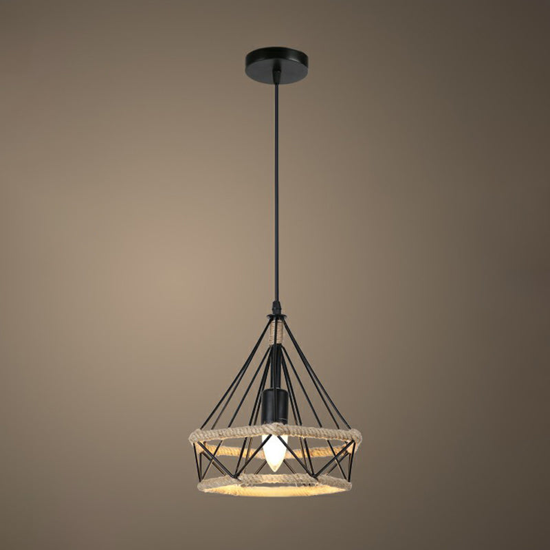 Rustic Style Wrapped Hanging Light 1��Bulb Hemp Rope Pendant Light Fixture in Brown Brown A Clearhalo 'Ceiling Lights' 'Industrial Pendants' 'Industrial' 'Middle Century Pendants' 'Pendant Lights' 'Pendants' 'Tiffany' Lighting' 2227989