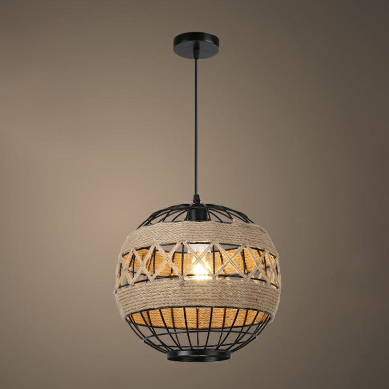 Rustic Style Wrapped Hanging Light 1��Bulb Hemp Rope Pendant Light Fixture in Brown Brown B Clearhalo 'Ceiling Lights' 'Industrial Pendants' 'Industrial' 'Middle Century Pendants' 'Pendant Lights' 'Pendants' 'Tiffany' Lighting' 2227993