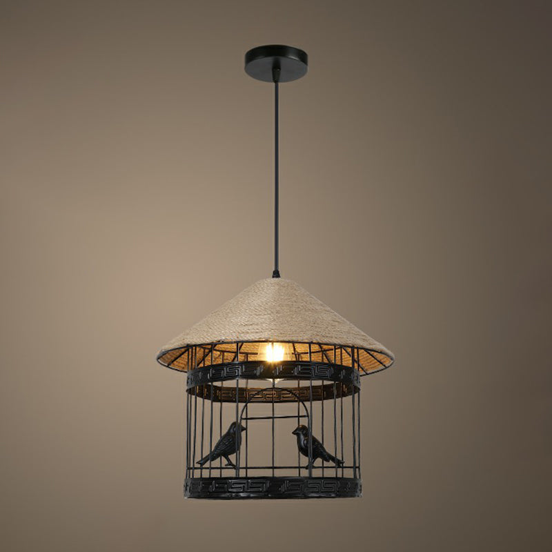 Rustic Style Wrapped Hanging Light 1��Bulb Hemp Rope Pendant Light Fixture in Brown Brown E Clearhalo 'Ceiling Lights' 'Industrial Pendants' 'Industrial' 'Middle Century Pendants' 'Pendant Lights' 'Pendants' 'Tiffany' Lighting' 2227994