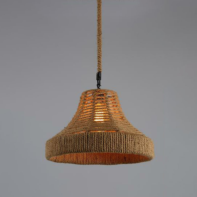 Hemp Rope Wrapped Ceiling Light Industrial Single Restaurant Hanging Pendant Light in Brown Brown E Clearhalo 'Ceiling Lights' 'Industrial Pendants' 'Industrial' 'Middle Century Pendants' 'Pendant Lights' 'Pendants' 'Tiffany' Lighting' 2228008