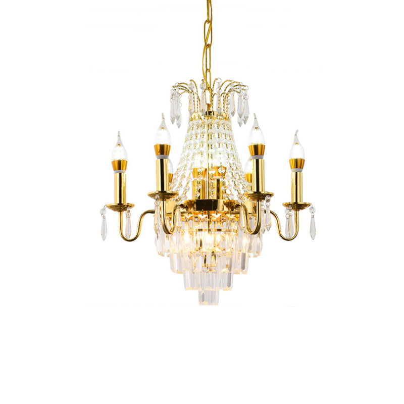 6 Heads Sputnik Chandelier Light Mid-Century Crystal Hanging Lamp in Gold for Living Room Clearhalo 'Ceiling Lights' 'Chandeliers' 'Modern Chandeliers' 'Modern' Lighting' 222805