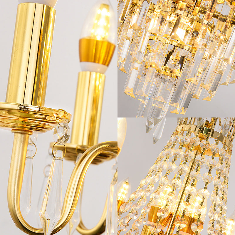 6 Heads Sputnik Chandelier Light Mid-Century Crystal Hanging Lamp in Gold for Living Room Clearhalo 'Ceiling Lights' 'Chandeliers' 'Modern Chandeliers' 'Modern' Lighting' 222807