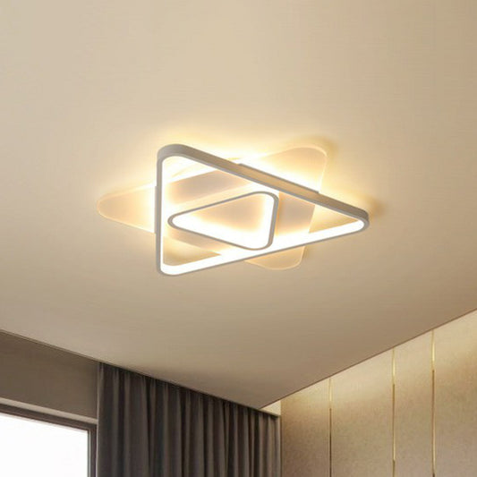 Triangle Living Room Flush Ceiling Light Acrylic Contemporary LED Flush Mount Lighting Fixture in White White Warm Clearhalo 'Ceiling Lights' 'Close To Ceiling Lights' 'Close to ceiling' 'Flush mount' Lighting' 2228098