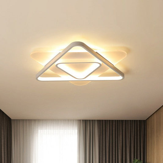 Triangle Living Room Flush Ceiling Light Acrylic Contemporary LED Flush Mount Lighting Fixture in White Clearhalo 'Ceiling Lights' 'Close To Ceiling Lights' 'Close to ceiling' 'Flush mount' Lighting' 2228100