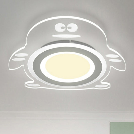 Cartoon Penguin LED Flush Mount Light Acrylic Bedroom Flush Mount Ceiling Light in Clear Clear Inner Warm Outer White Clearhalo 'Ceiling Lights' 'Close To Ceiling Lights' 'Close to ceiling' 'Flush mount' Lighting' 2228137