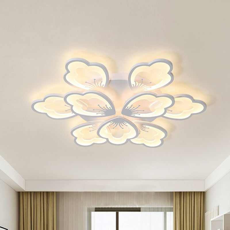 Contemporary Floral Flush Mount Light Acrylic Living Room LED Semi Flush Ceiling Light Clearhalo 'Ceiling Lights' 'Close To Ceiling Lights' 'Close to ceiling' 'Semi-flushmount' Lighting' 2228155