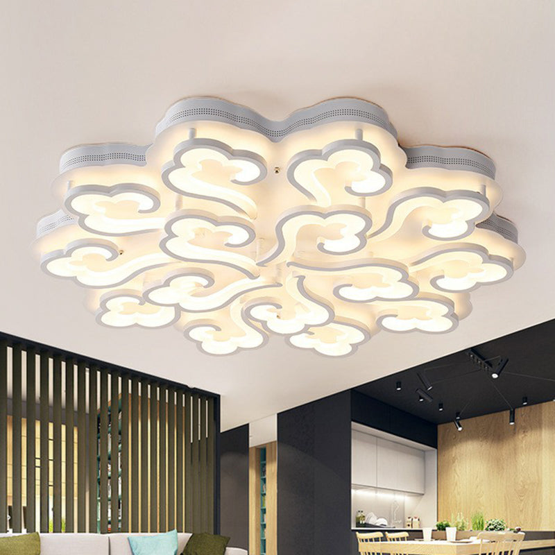 White Auspicious Cloud LED Semi Flush Modern Acrylic Flush Ceiling Light Fixture for Living Room Clearhalo 'Ceiling Lights' 'Close To Ceiling Lights' 'Close to ceiling' 'Semi-flushmount' Lighting' 2228174