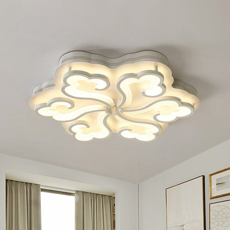 White Auspicious Cloud LED Semi Flush Modern Acrylic Flush Ceiling Light Fixture for Living Room 6 White Clearhalo 'Ceiling Lights' 'Close To Ceiling Lights' 'Close to ceiling' 'Semi-flushmount' Lighting' 2228176