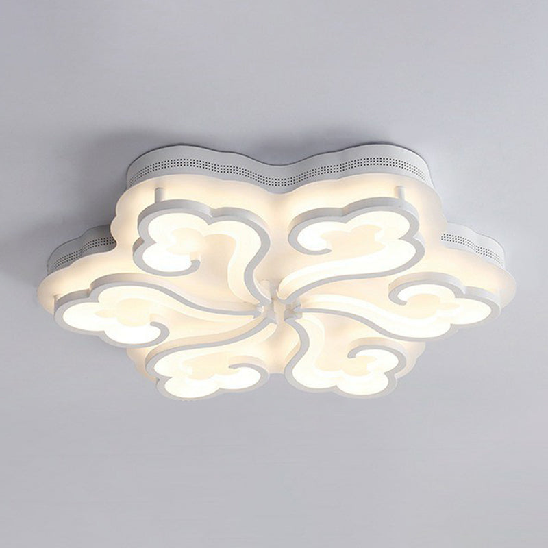 White Auspicious Cloud LED Semi Flush Modern Acrylic Flush Ceiling Light Fixture for Living Room Clearhalo 'Ceiling Lights' 'Close To Ceiling Lights' 'Close to ceiling' 'Semi-flushmount' Lighting' 2228181