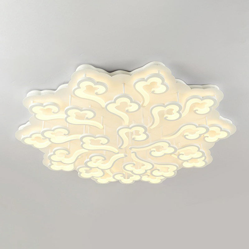 White Auspicious Cloud LED Semi Flush Modern Acrylic Flush Ceiling Light Fixture for Living Room 25 White Clearhalo 'Ceiling Lights' 'Close To Ceiling Lights' 'Close to ceiling' 'Semi-flushmount' Lighting' 2228182