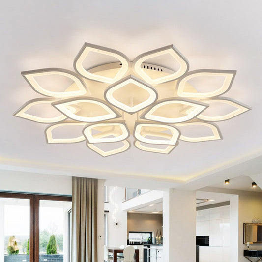 Petal Living Room LED Semi Flush Light Acrylic Simplicity Ceiling Flush Mount in White 15 White Clearhalo 'Ceiling Lights' 'Close To Ceiling Lights' 'Close to ceiling' 'Semi-flushmount' Lighting' 2228219