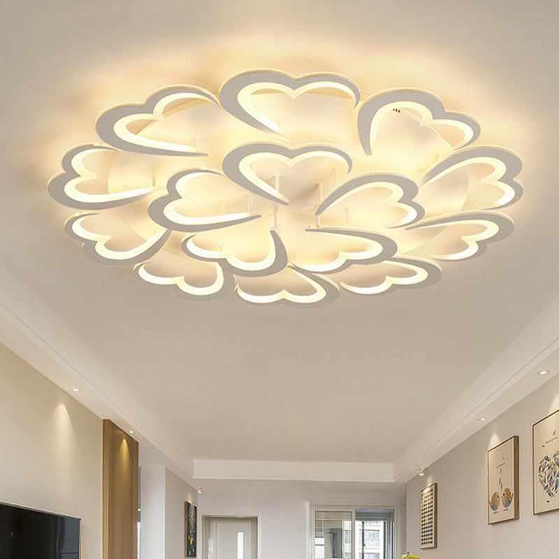 Floral Ceiling Mounted Light Minimalist Acrylic Living Room LED Semi Flush Mount in White 15 White Clearhalo 'Ceiling Lights' 'Close To Ceiling Lights' 'Close to ceiling' 'Semi-flushmount' Lighting' 2228229