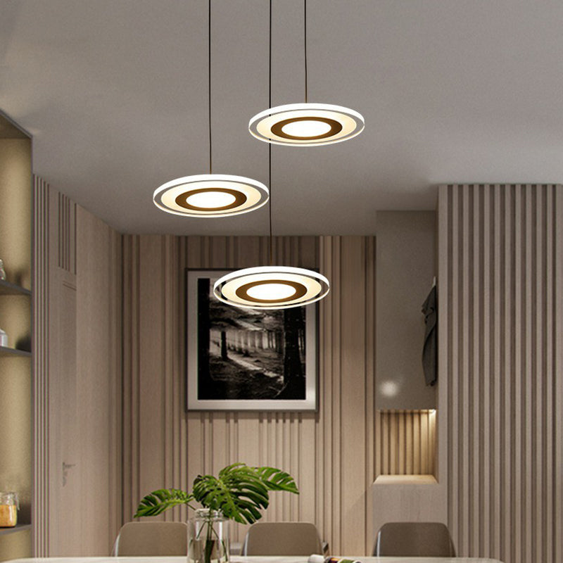 Ultrathin Dining Room Multi Light Pendant Acrylic 3 Heads Modern LED Hanging Lighting in Clear Clear Round Clearhalo 'Ceiling Lights' 'Modern Pendants' 'Modern' 'Pendant Lights' 'Pendants' Lighting' 2228246