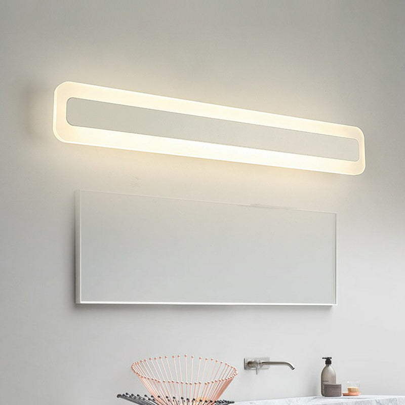 Simplicity Rectangular Wall Sconce Light Acrylic Bathroom LED Vanity Lighting in White White Warm Clearhalo 'Modern wall lights' 'Modern' 'Vanity Lights' 'Wall Lights' Lighting' 2228249
