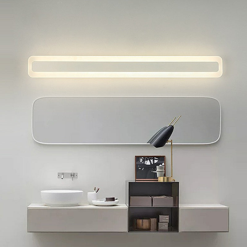 Simplicity Rectangular Wall Sconce Light Acrylic Bathroom LED Vanity Lighting in White Clearhalo 'Modern wall lights' 'Modern' 'Vanity Lights' 'Wall Lights' Lighting' 2228250
