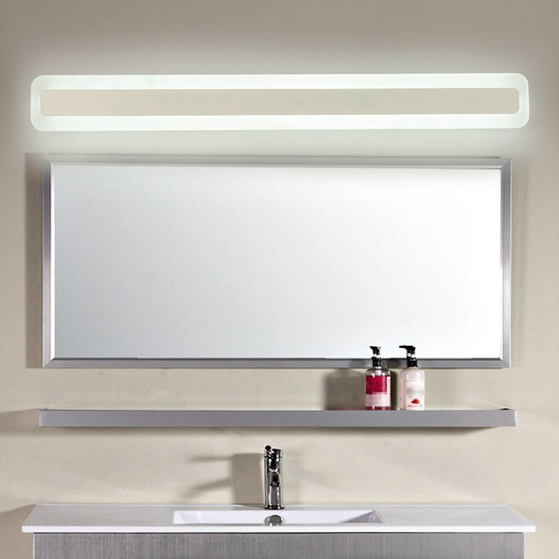 Simplicity Rectangular Wall Sconce Light Acrylic Bathroom LED Vanity Lighting in White Clearhalo 'Modern wall lights' 'Modern' 'Vanity Lights' 'Wall Lights' Lighting' 2228251