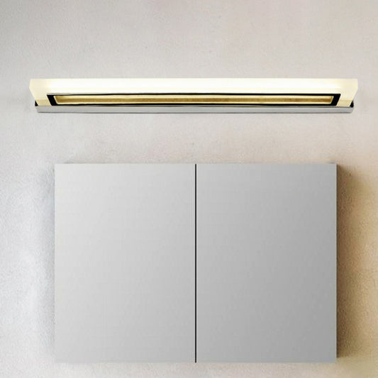 Rectangle LED Vanity Light Postmodern Acrylic Bathroom Sconce Light Fixture in Chrome Chrome Medium Clearhalo 'Modern wall lights' 'Modern' 'Vanity Lights' 'Wall Lights' Lighting' 2228254