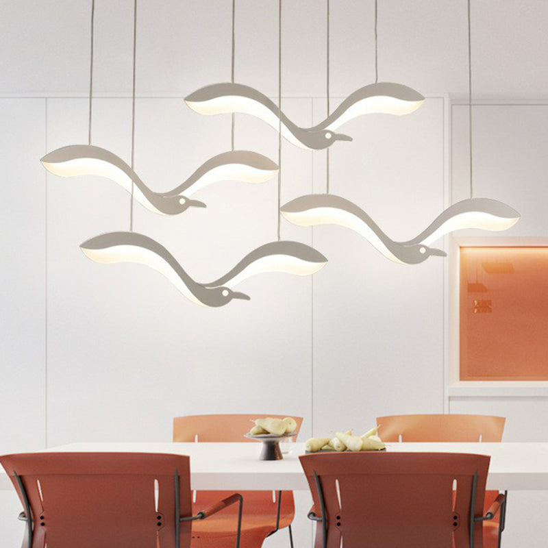 Flying Bird Hanging Lighting Simplicity Acrylic Dining Room LED Multi Light Pendant in White 4 White Clearhalo 'Ceiling Lights' 'Modern Pendants' 'Modern' 'Pendant Lights' 'Pendants' Lighting' 2228286