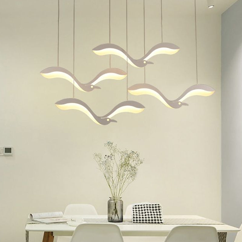 Flying Bird Hanging Lighting Simplicity Acrylic Dining Room LED Multi Light Pendant in White Clearhalo 'Ceiling Lights' 'Modern Pendants' 'Modern' 'Pendant Lights' 'Pendants' Lighting' 2228288