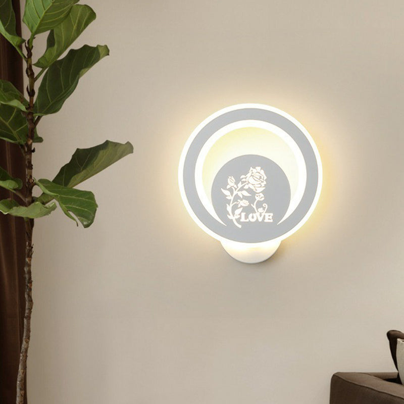 Modern Circular Shaped Sconce Lighting Acrylic Living Room LED Wall Light Fixture in White Clearhalo 'Modern wall lights' 'Modern' 'Wall Lamps & Sconces' 'Wall Lights' Lighting' 2228371