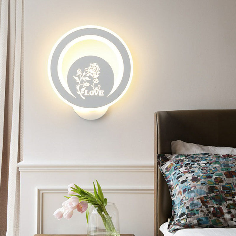 Modern Circular Shaped Sconce Lighting Acrylic Living Room LED Wall Light Fixture in White Clearhalo 'Modern wall lights' 'Modern' 'Wall Lamps & Sconces' 'Wall Lights' Lighting' 2228372