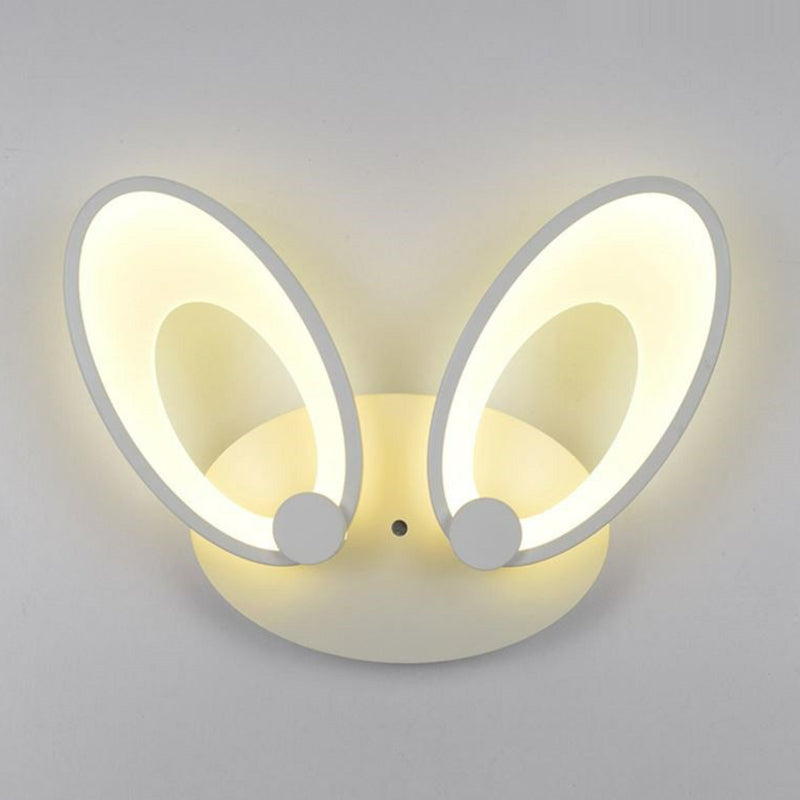 Rabbit Ear LED Wall Lighting Contemporary Acrylic Bedroom Sconce Light Fixture in White 2.0 White Warm Clearhalo 'Modern wall lights' 'Modern' 'Wall Lamps & Sconces' 'Wall Lights' Lighting' 2228387