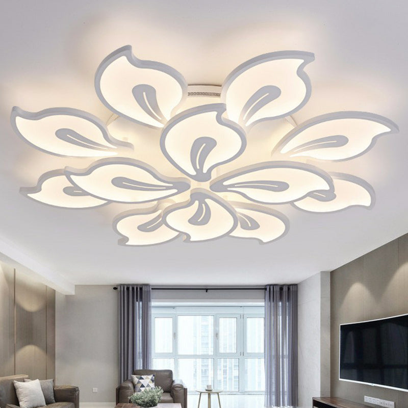 Blossom LED Semi Flush Lighting Modern Style Metallic White Ceiling Mounted Light Fixture 12 White White Clearhalo 'Ceiling Lights' 'Close To Ceiling Lights' 'Close to ceiling' 'Semi-flushmount' Lighting' 2228425