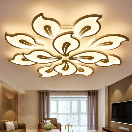 Blossom LED Semi Flush Lighting Modern Style Metallic White Ceiling Mounted Light Fixture 12 White Warm Clearhalo 'Ceiling Lights' 'Close To Ceiling Lights' 'Close to ceiling' 'Semi-flushmount' Lighting' 2228428