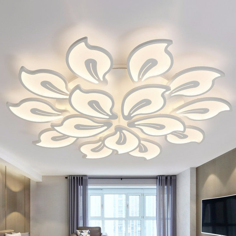 Blossom LED Semi Flush Lighting Modern Style Metallic White Ceiling Mounted Light Fixture 15 White White Clearhalo 'Ceiling Lights' 'Close To Ceiling Lights' 'Close to ceiling' 'Semi-flushmount' Lighting' 2228429