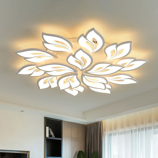 Minimalist Flower Ceiling Mounted Light Acrylic Living Room LED Semi Flush Mount in White 15 White Clearhalo 'Ceiling Lights' 'Close To Ceiling Lights' 'Close to ceiling' 'Semi-flushmount' Lighting' 2228434