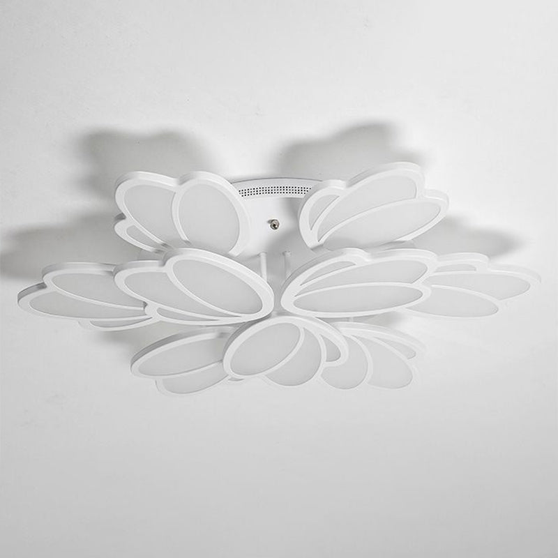 Floral LED Semi Flush Modern Acrylic Living Room Flush Ceiling Light Fixture in White Clearhalo 'Ceiling Lights' 'Close To Ceiling Lights' 'Close to ceiling' 'Semi-flushmount' Lighting' 2228442