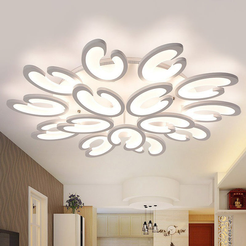 White Wing Ceiling Mounted Light Minimalist Acrylic LED Semi Flush Mount for Living Room Clearhalo 'Ceiling Lights' 'Close To Ceiling Lights' 'Close to ceiling' 'Semi-flushmount' Lighting' 2228498