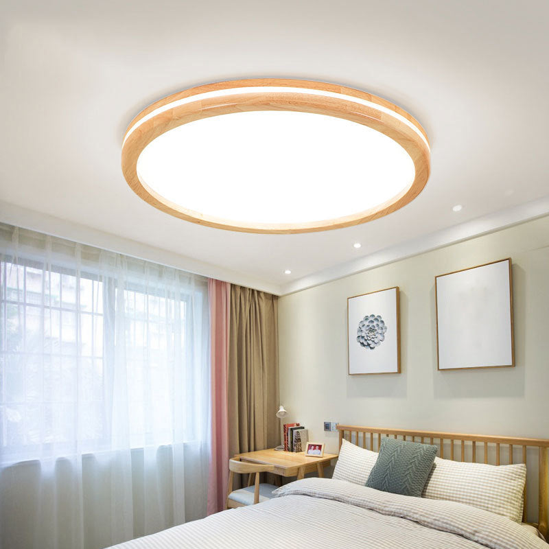 Wood Circular LED Flush Mount Light Simplicity Flush Mount Ceiling Light with Acrylic Shade in White Clearhalo 'Ceiling Lights' 'Close To Ceiling Lights' 'Close to ceiling' 'Flush mount' Lighting' 2228742