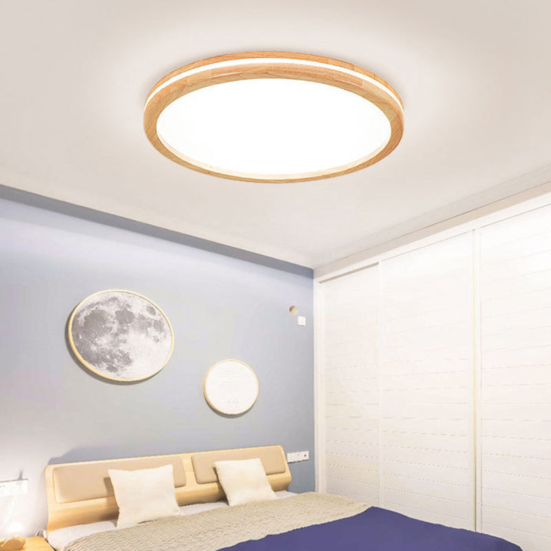 Wood Circular LED Flush Mount Light Simplicity Flush Mount Ceiling Light with Acrylic Shade in White Clearhalo 'Ceiling Lights' 'Close To Ceiling Lights' 'Close to ceiling' 'Flush mount' Lighting' 2228743