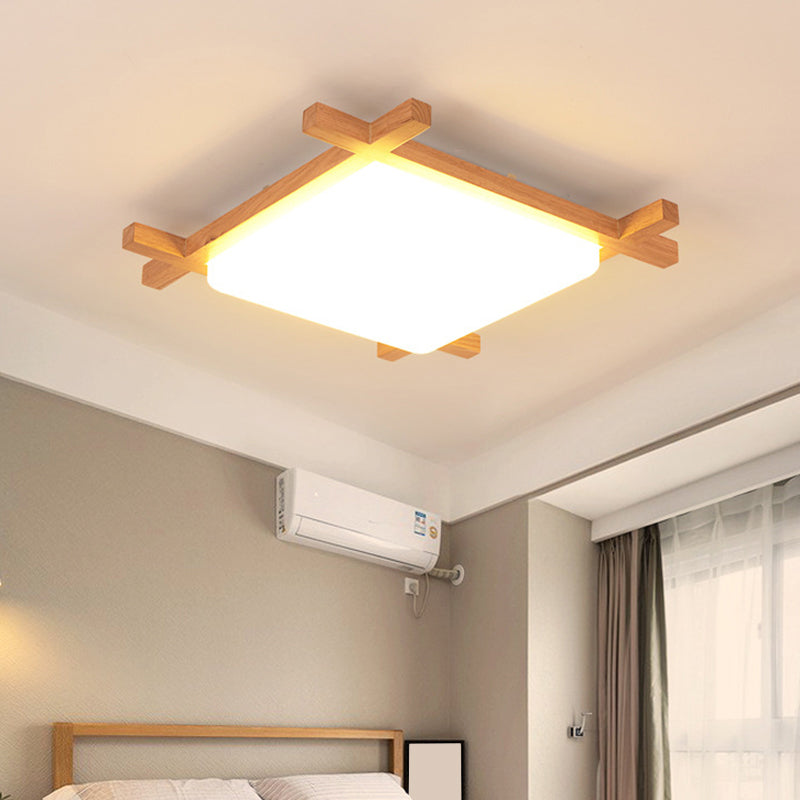 Minimalist Square Flush Mount Lighting Wood Bedroom LED Flush Mount Fixture with Acrylic Shade Clearhalo 'Ceiling Lights' 'Close To Ceiling Lights' 'Close to ceiling' 'Flush mount' Lighting' 2228946