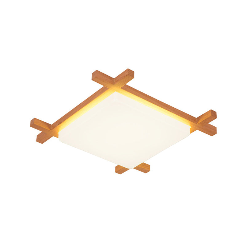 Minimalist Square Flush Mount Lighting Wood Bedroom LED Flush Mount Fixture with Acrylic Shade Clearhalo 'Ceiling Lights' 'Close To Ceiling Lights' 'Close to ceiling' 'Flush mount' Lighting' 2228948