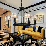 Circle Chandelier Lamp Contemporary Crystal 6/8 Bulbs Black Hanging Pendant Light for Living Room 6 Black Clearhalo 'Ceiling Lights' 'Chandeliers' 'Modern Chandeliers' 'Modern' Lighting' 222929