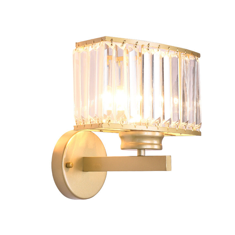 Rectangle Clear Crystal Wall Lamp Modernism 1 Light Gold Finish Wall Lighting Fixture for Corridor Clearhalo 'Modern wall lights' 'Modern' 'Wall Lamps & Sconces' 'Wall Lights' Lighting' 223082