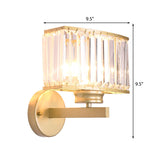 Rectangle Clear Crystal Wall Lamp Modernism 1 Light Gold Finish Wall Lighting Fixture for Corridor Clearhalo 'Modern wall lights' 'Modern' 'Wall Lamps & Sconces' 'Wall Lights' Lighting' 223083