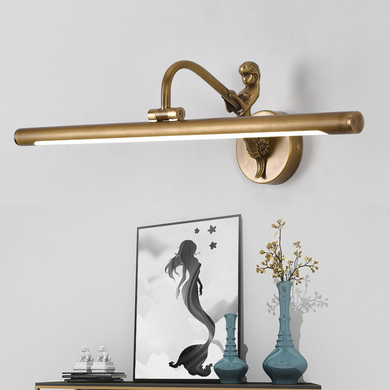 Black/Antique Brass Tube Vanity Lighting Classic Metal LED 14"/18"/23" W Bathroom Wall Light Clearhalo 'Vanity Lights' 'Wall Lights' Lighting' 223088