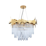 Tapered Chandelier Light Modern Ridged Clear Glass 6 Lights Gold Ceiling Pendant Clearhalo 'Ceiling Lights' 'Chandeliers' 'Modern Chandeliers' 'Modern' Lighting' 223155