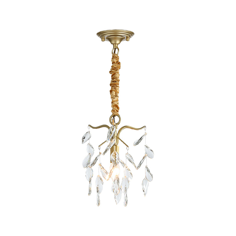 Teardop Crystal Chandelier Light Modern 1 Light Gold Hanging Light Fixture for Hallway Clearhalo 'Ceiling Lights' 'Chandeliers' 'Glass shade' 'Glass' 'Modern Pendants' 'Modern' 'Pendant Lights' 'Pendants' Lighting' 223240