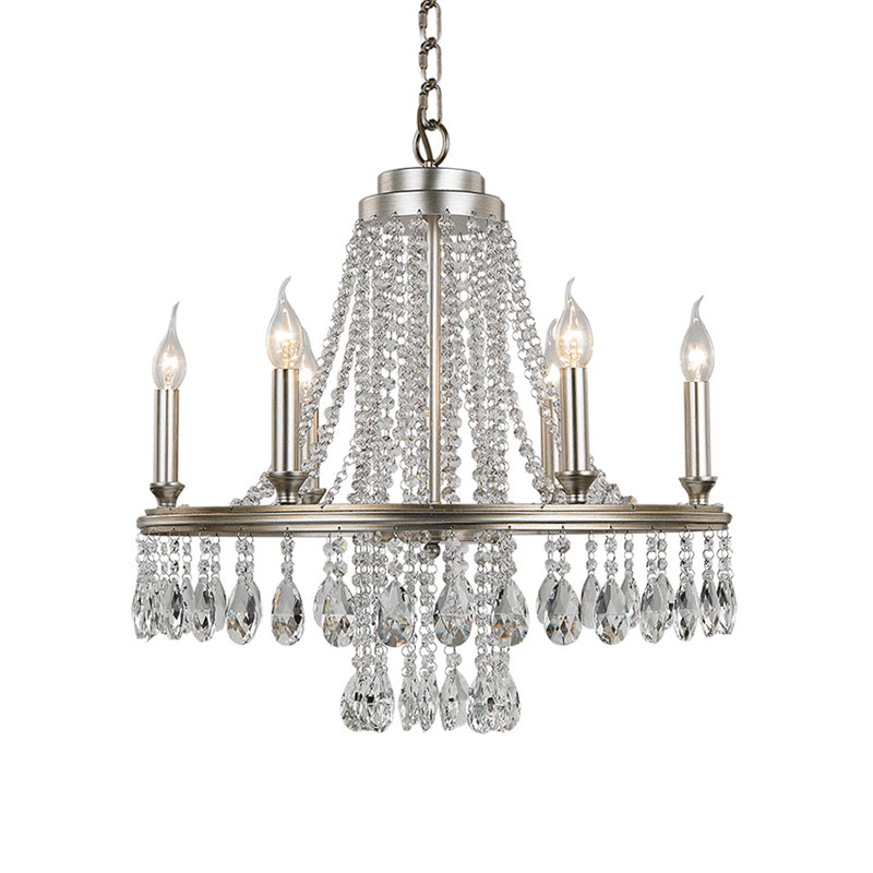 Metal Candle Chandelier Pendant Light Modern 6 Lights Nickel Suspension Light for Dining Room Clearhalo 'Ceiling Lights' 'Chandeliers' 'Modern Chandeliers' 'Modern' Lighting' 223246