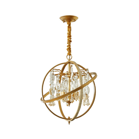 Gold Orb Hanging Light Kit Contemporary 5 Lights Metal Ceiling Chandelier with Crystal Accent Clearhalo 'Ceiling Lights' 'Chandeliers' 'Modern Chandeliers' 'Modern' Lighting' 223252