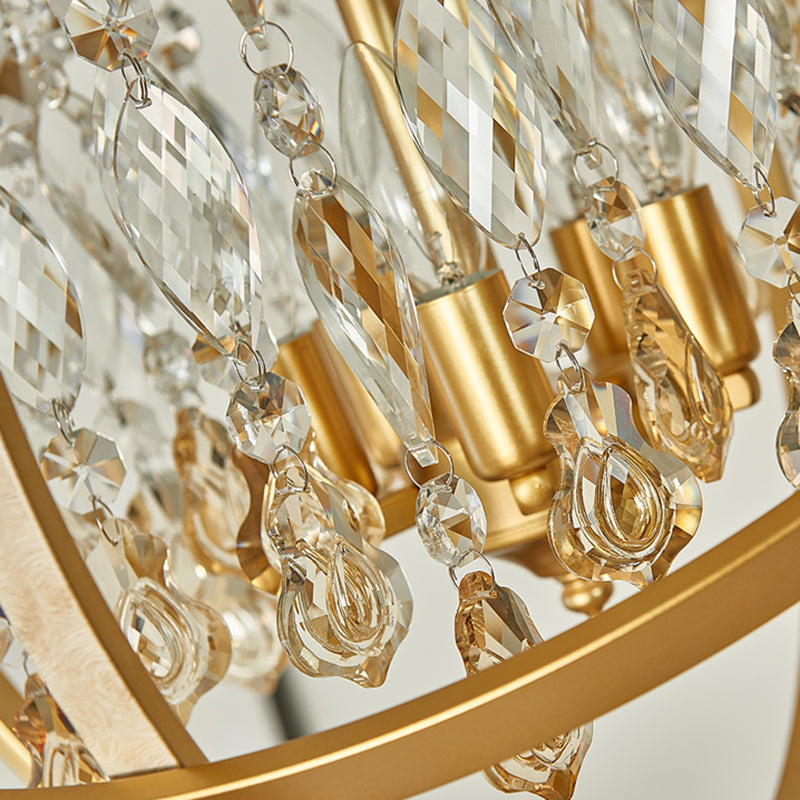 Gold Orb Hanging Light Kit Contemporary 5 Lights Metal Ceiling Chandelier with Crystal Accent Clearhalo 'Ceiling Lights' 'Chandeliers' 'Modern Chandeliers' 'Modern' Lighting' 223255